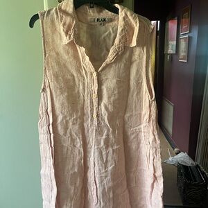 Flax Pale Peach medium Sleeveless Linen Tunic Dress